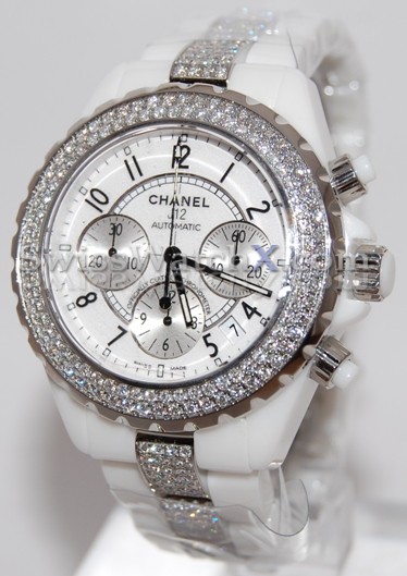 H1707 Chanel J 12 - White Large Size with Diamonds